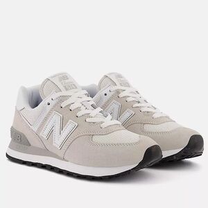 New Balance 574 Core Beige and White Sneakers